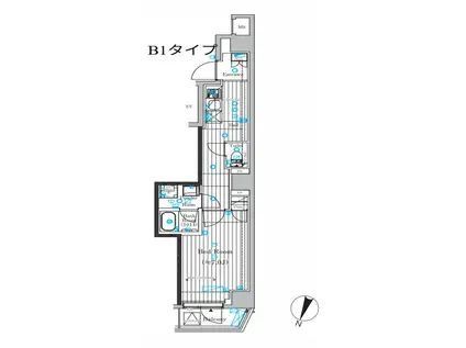 プレール・ドゥーク池上II(1K/4階)の間取り写真