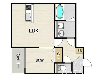 グランレーヴ井尻B棟(1LDK/2階)の間取り写真