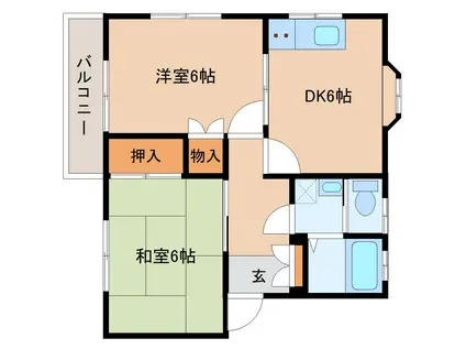コーポ関戸(2DK/1階)の間取り写真