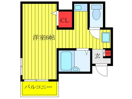 丸栄コーポ(ワンルーム/4階)の間取り写真