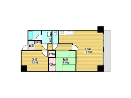 フローイント上長(2LDK/5階)の間取り写真
