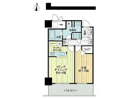 ザ・ライオンズ久留米ウェリスタワー(1LDK/4階)の間取り写真