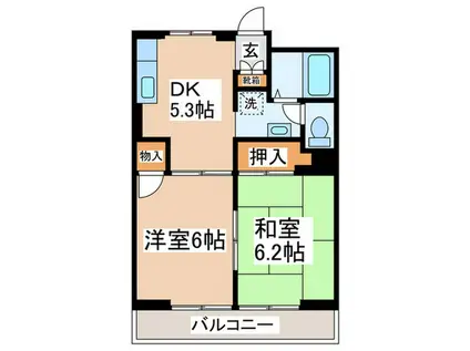 シルキーパレスI(2DK/3階)の間取り写真