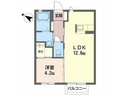 ジャクリンコート(1LDK/2階)の間取り写真