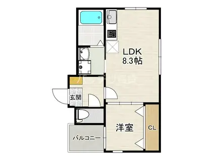 CAMPORTA姪浜(1LDK/2階)の間取り写真