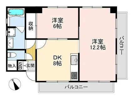 ロイヤルコート兵庫(2DK/11階)の間取り写真