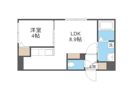 フォレスタ琴似(1LDK/1階)の間取り写真