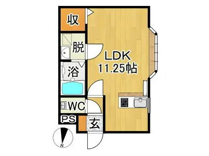 メゾン末広B(ワンルーム/1階)の間取り写真