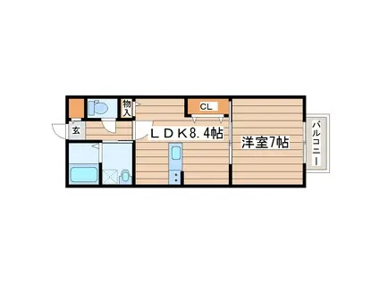 BARRIO 通町(1LDK/1階)の間取り写真