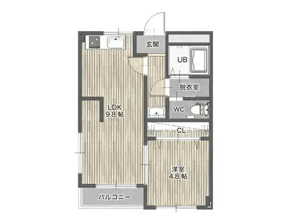 サンハイツ小林(1LDK/2階)の間取り写真