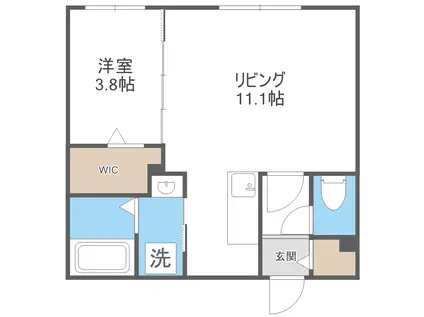 AUGUSTA伏見(1LDK/3階)の間取り写真