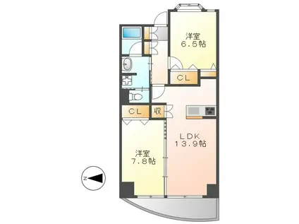 さくら HILLS 富士見(2LDK/6階)の間取り写真