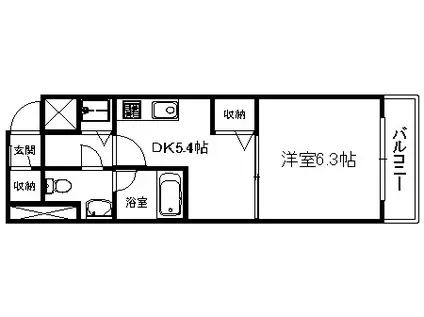モンリベルテ箕面(1DK/5階)の間取り写真