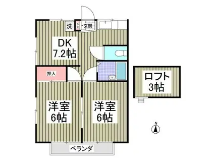 プレステージ大胡I(2DK/1階)の間取り写真
