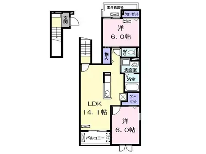 IT・PLACE II(2LDK/2階)の間取り写真