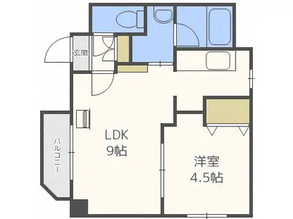 グランビア南郷(1LDK/6階)の間取り写真