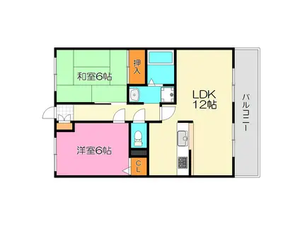 クレージュ(2LDK/6階)の間取り写真