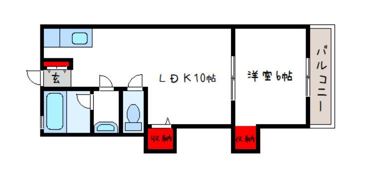 小畑コーポラスA棟(1LDK/2階)の間取り写真