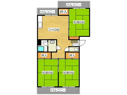 フォーサイト紫R・VIEW TERRACE(3DK/1階)の間取り写真