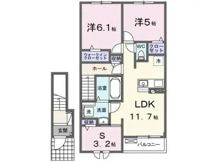 グレースヒルズ(3LDK/2階)の間取り写真