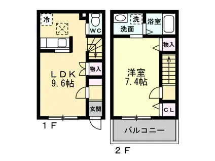 チェリーブロッサム・ヨシノ(1LDK/1階)の間取り写真