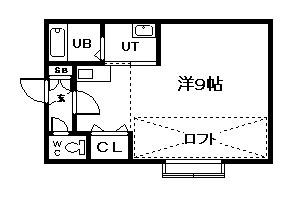 エルム医大前B棟(1K/2階)の間取り写真