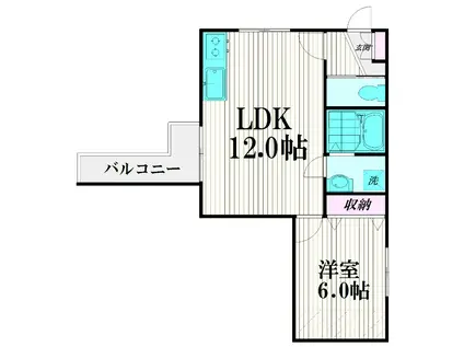 サンディアガーデン(1LDK/2階)の間取り写真