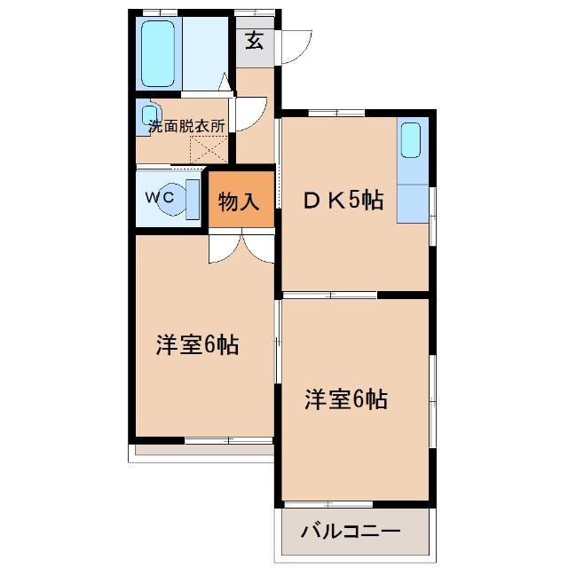 バリュージュコスモス(2DK/2階)の間取り写真