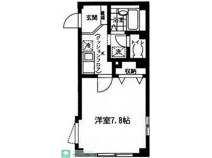 ヴィラフルール(1K/1階)の間取り写真