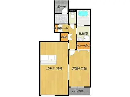 アンジン(1LDK/1階)の間取り写真