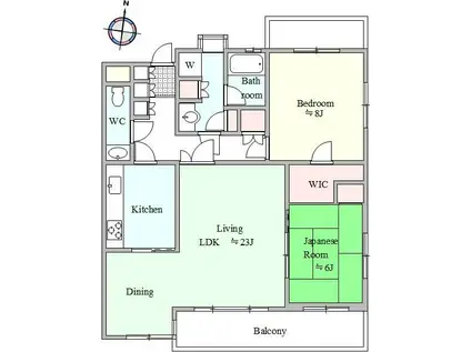 ソラール中野(2LDK/1階)の間取り写真