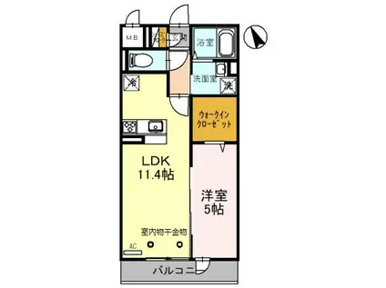 PRATIQUE東大宮(1LDK/2階)の間取り写真