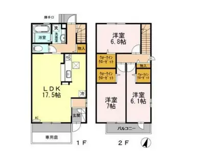 D-ROOM平尾(3LDK/1階)の間取り写真