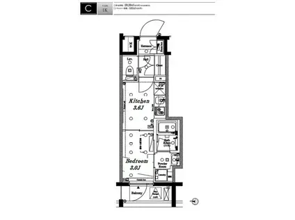 アクサス渋谷初台(1K/7階)の間取り写真