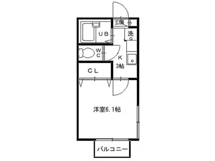 どみーる国立(1K/1階)の間取り写真
