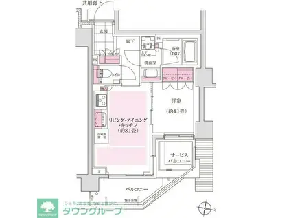 ディームス東陽町(1LDK/6階)の間取り写真