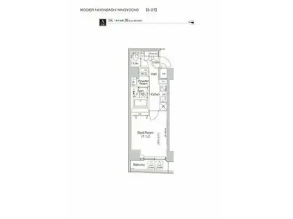 アーバンコア日本橋(1K/6階)の間取り写真