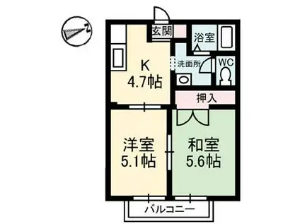 ツインマークIII(2DK/1階)の間取り写真