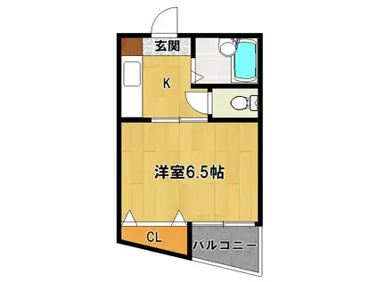 メゾネットヒラヤマ(1K/1階)の間取り写真