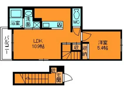 グラン シャリオⅠ(1LDK/2階)の間取り写真