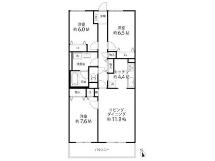 TRガーデン蕨(3LDK/3階)の間取り写真