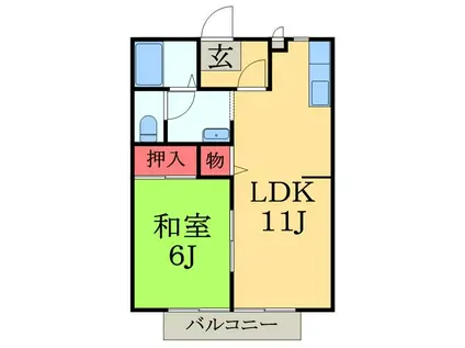 西都賀ハイツ(1LDK/1階)の間取り写真