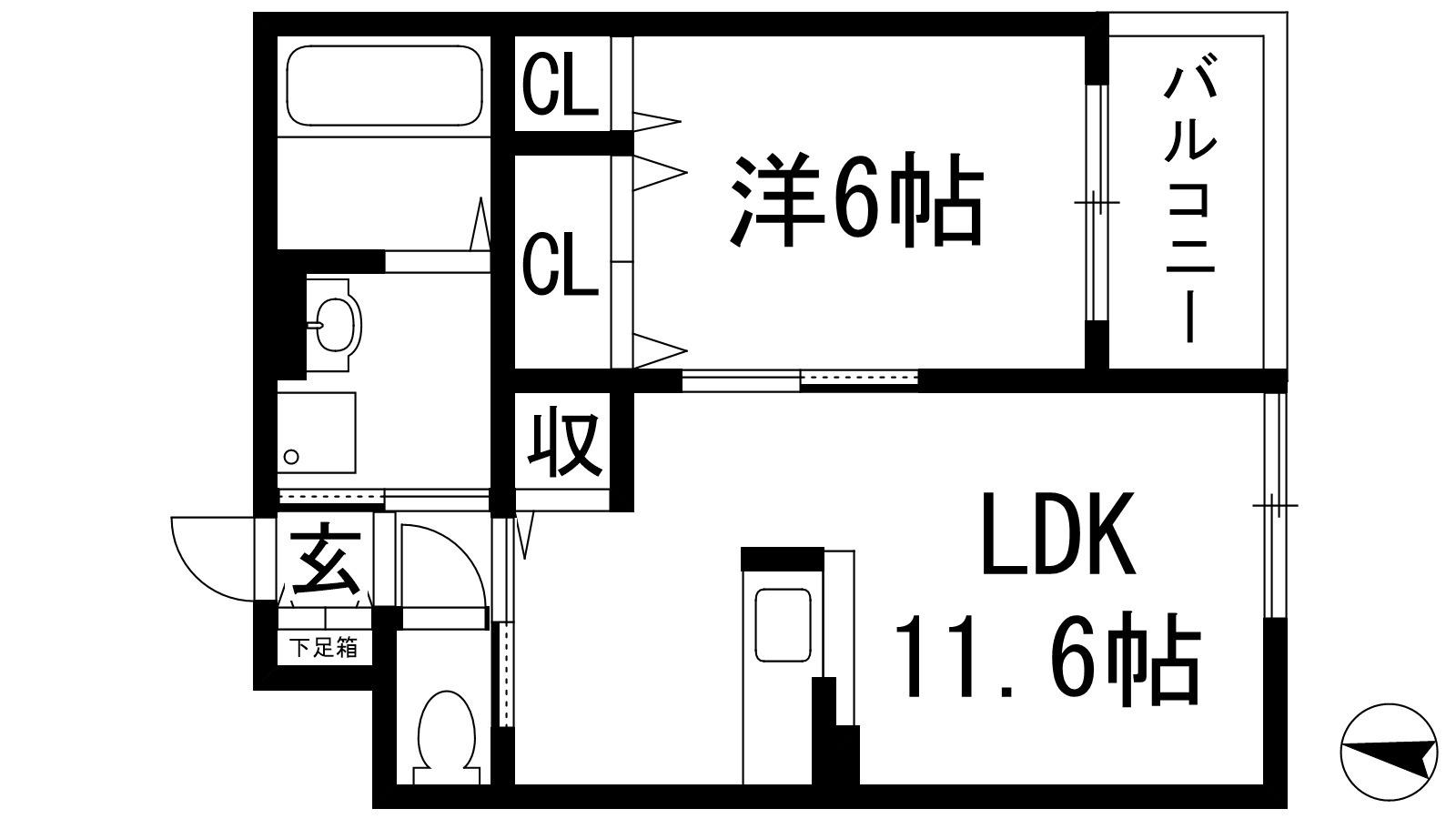 アーバンリオグランデ池田(1LDK/2階)の間取り写真