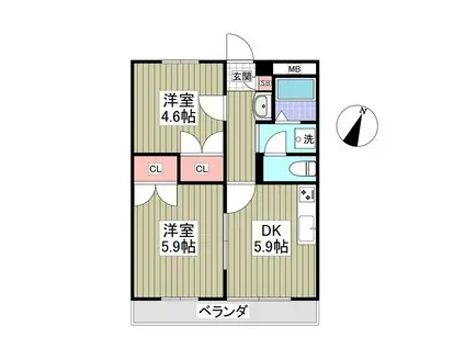 アークB(2DK/2階)の間取り写真