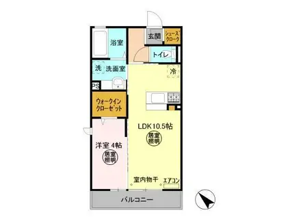 パークドオートム D(1LDK/3階)の間取り写真