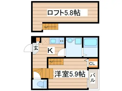 ハル・シャンテ(1K/2階)の間取り写真