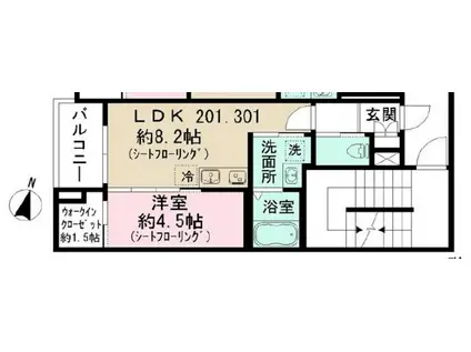 東京都練馬区上石神井南町計画(1LDK/2階)の間取り写真