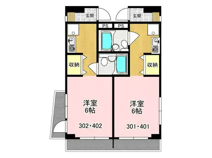 黒澤ビル(ワンルーム/4階)の間取り写真