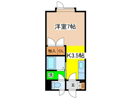 インペリアルスカイ(1K/1階)の間取り写真