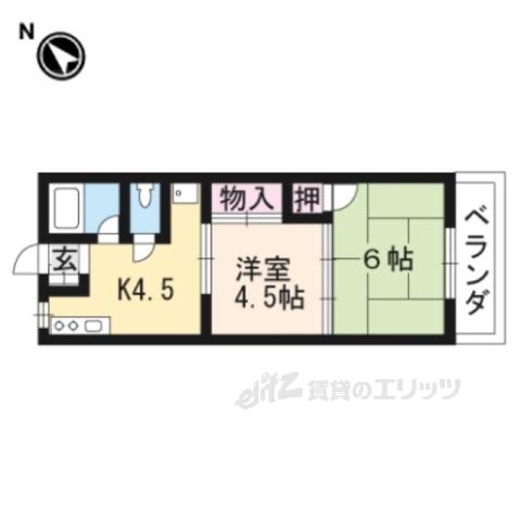 コーポ本郷(2DK/2階)の間取り写真